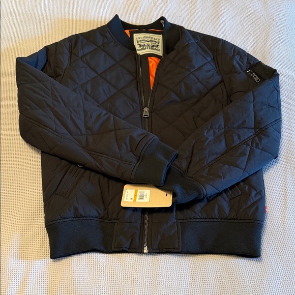 Levi's Other - Levi's Black Quilted Bomber Jacket with Orange Lining